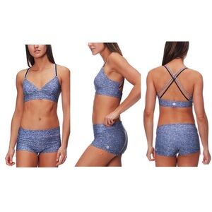 TYR Brooke Mantra Bralette & Della Boyshort in Blue SET Large